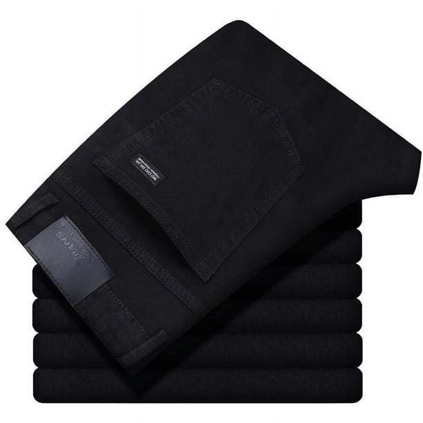 Wthinlee-pantalones vaqueros de negocios para hombre, Jeans informales, elásticos, clásicos, azul y negro, ropa de marca