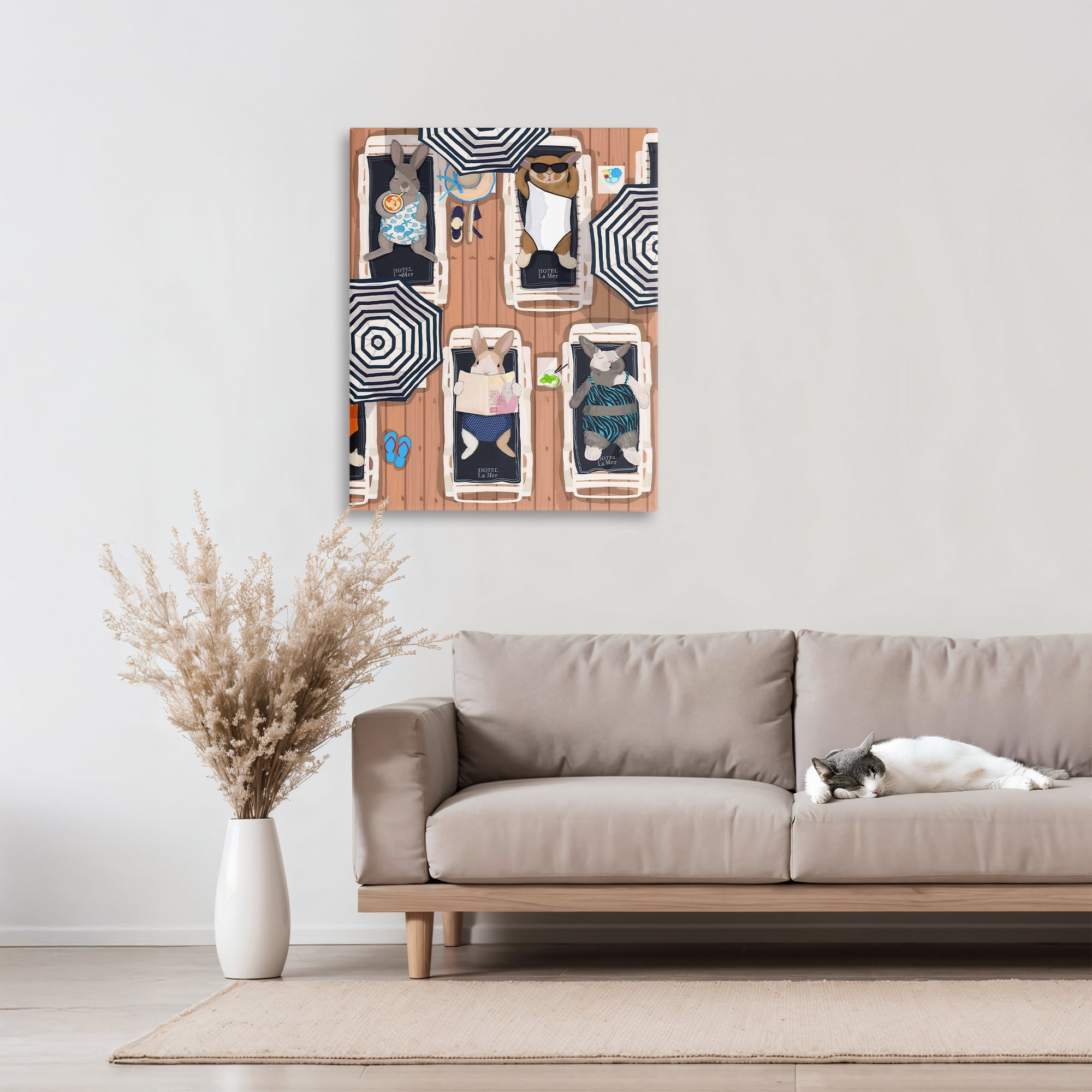 Stupell Industries Rabbits at Hotel La Mer Canvas Wall Art, design by Hanna Melin