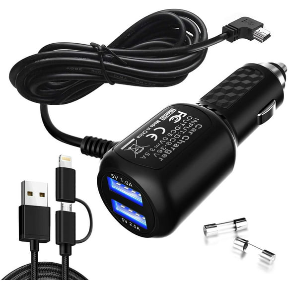 Car Charger for Garmin Nuvi,Garmin car Charger,Mini USB Power Cord Cable Dual Port USB Vehicle Power Replacement