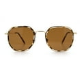 thumbnail image 4 of Double Rim Octagonal Classical Metal Rim Rectangular Hipster Sunglasses Gold Tortoise - Brown, 4 of 7