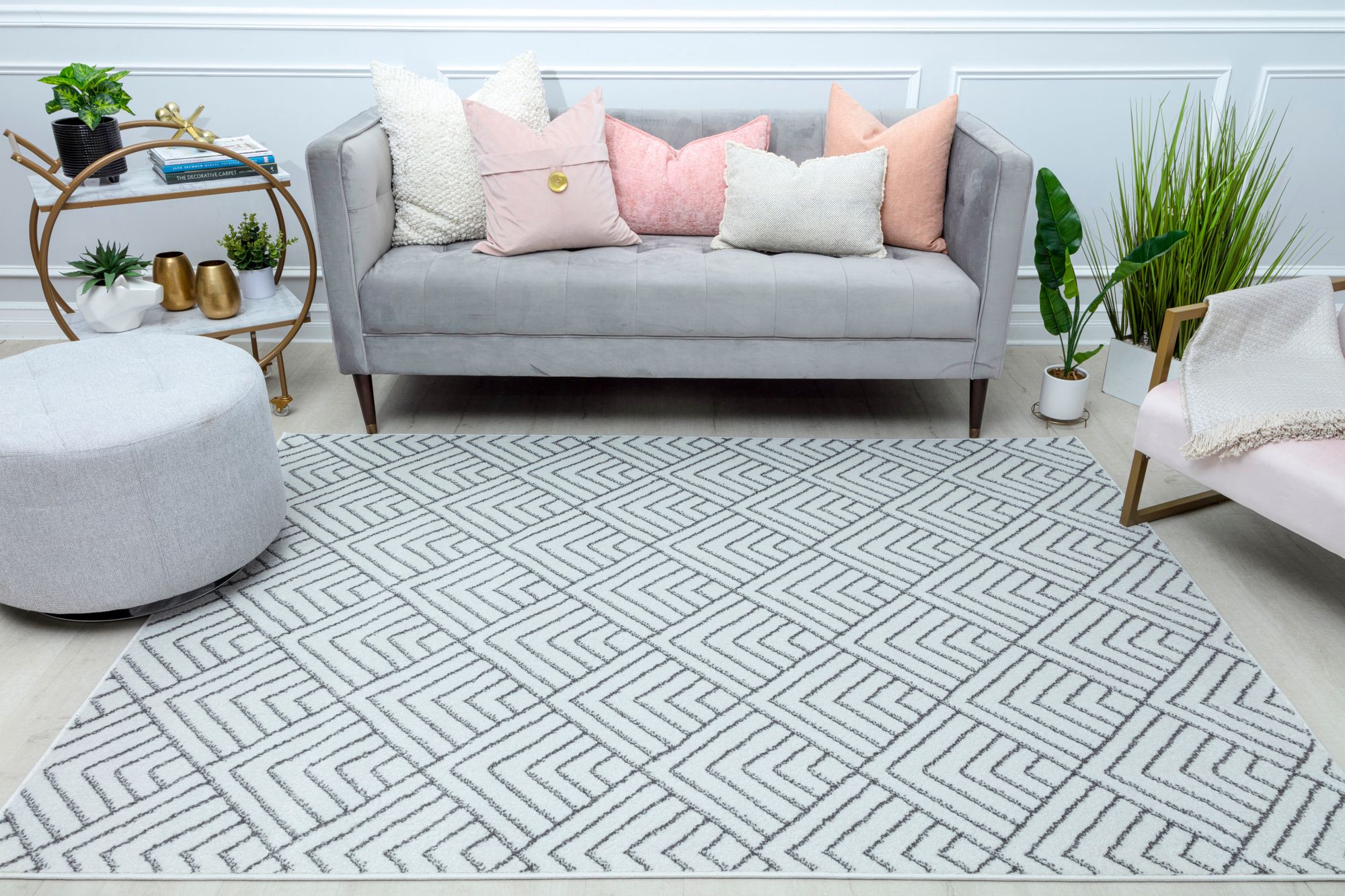 Mason Brooks Azure AZ10B Deco White Geometric Contemporary Ivory Area Rug, 8'3" X 10'0"