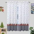 thumbnail image 1 of ZACOO Christmas Cafe Curtains 45 inch Long Buffalo Plaid with Floral Decorations Gingham Bordered Christmas Fabric Tier Curtain for Kitchen Decor, White and Black, 1 of 7