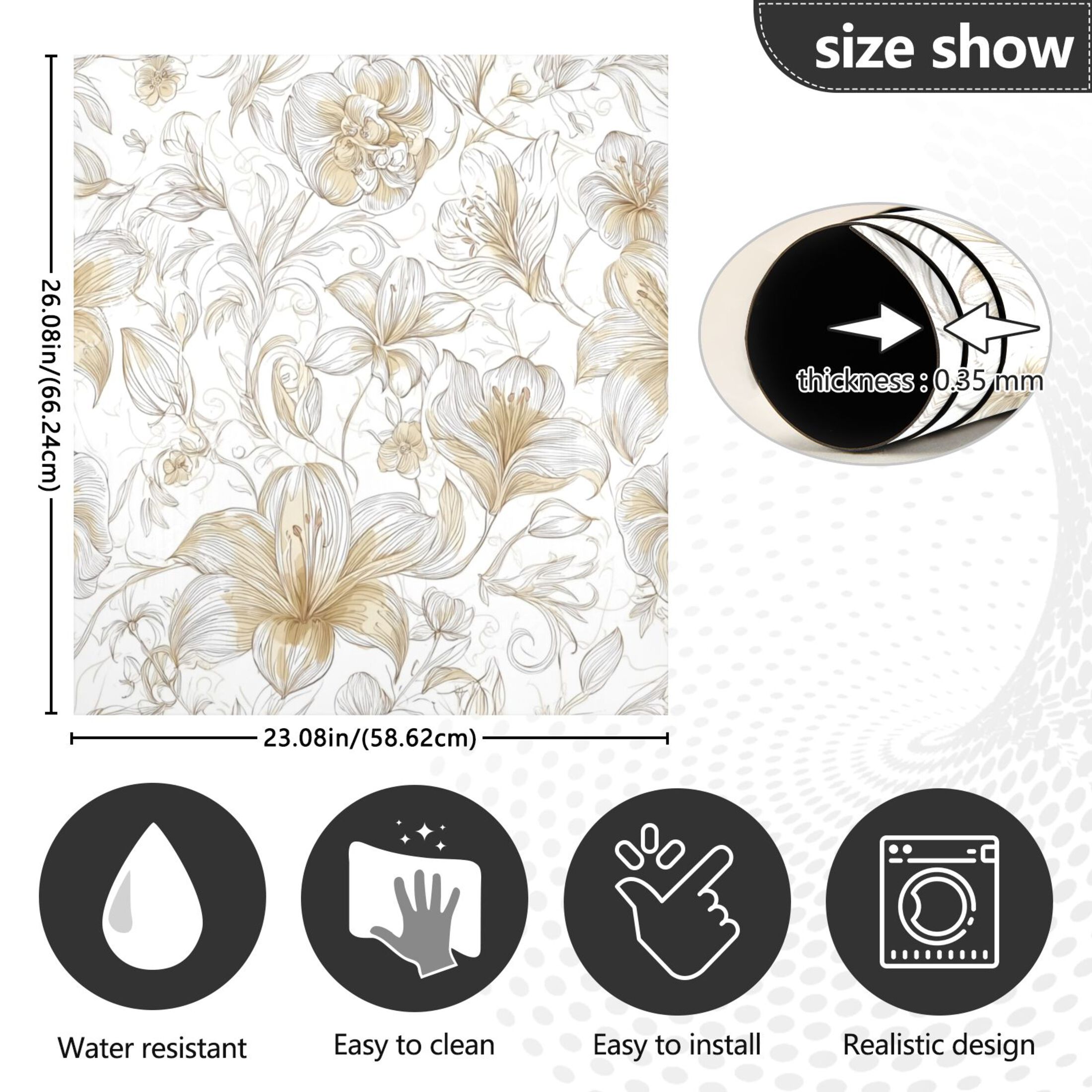 IAUYY Magnetic Decorative -23x26 Inch,Removable DIY Art for Dishwasher Refrigerator and Other Metal Surfaces,Beige Floral Elements