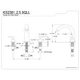 thumbnail image 2 of Kingston Brass KS2362QLL Executive Two-Handle Deck Mount Roman Tub Faucet, Polished Brass, 2 of 4
