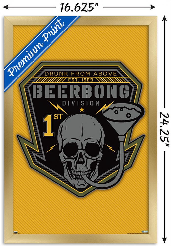 Lunch Hour Productions - Beerbong Division Wall Poster, 14.725" x 22.375" Framed