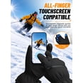 thumbnail image 4 of OZERO Winter Ski Gloves, Unisex Waterproof Thermal Gloves, Touchscreen Anti-Slip Snow Gloves with Wrist Leash & Double Cuff for Skiing Snowboarding Outdoor Sports Black, 4 of 9