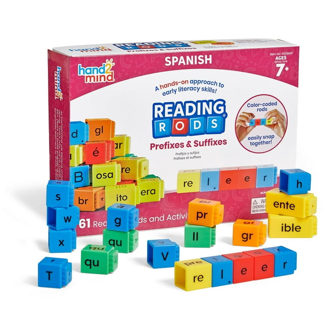 Varillas Educativas de Lectura en Español hand2mind Prefijos y Sufijos
