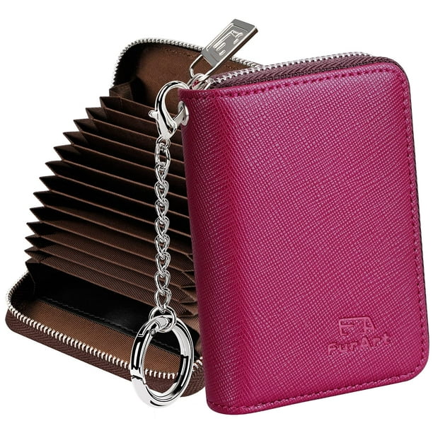Cartera con cremallera FurArt con bloqueo RFID para mujer y llavero