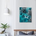 thumbnail image 4 of PIKWEEK  Teal Dandelion Canvas Wall Art Teal Grey Dandelion with Butterfly on Modern Abstract Background Wall Art Aesthetic Wall Art Decor for Living Room Bedroom Bathroom Office 16x20 in, 4 of 5