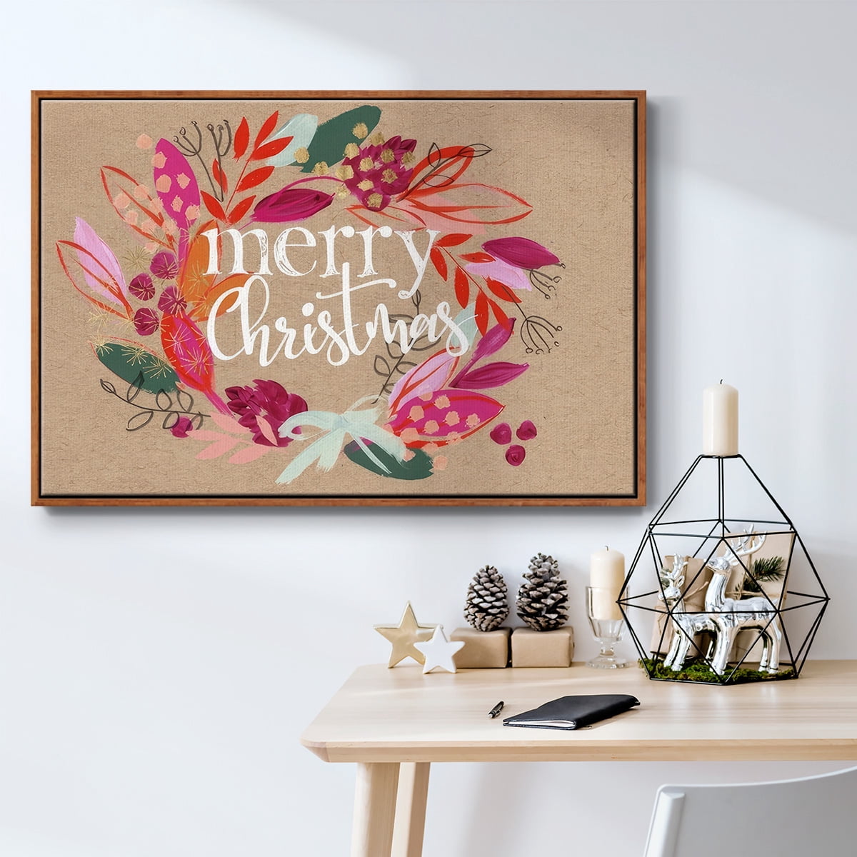 Crafty Christmas Collection A - Framed Gallery Wrapped Holiday Canvas - 25 x 37 - Rosewood Frame