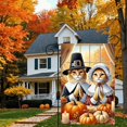 thumbnail image 4 of 1 piece, double-sided autumn Thanksgiving Garden Flag - 2D flat with two cat prayers and pumpkin candle pattern design, courtyard sign, perfect for courtyard, lawn and outdoor decoration, garden deco, 4 of 8