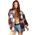 thumbnail image 1 of Pompotops Mode Femmes Décontracté Manches Longues Col en V Ample T-Shirt à Capuche Blouse d'Automne Tops Liquidation, 1 of 5