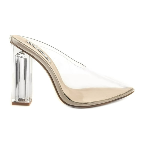 Cape Robbin Atom Women's Lucite Clear Block Chunky High Heel Closed Toe Open Back Slide Sandal