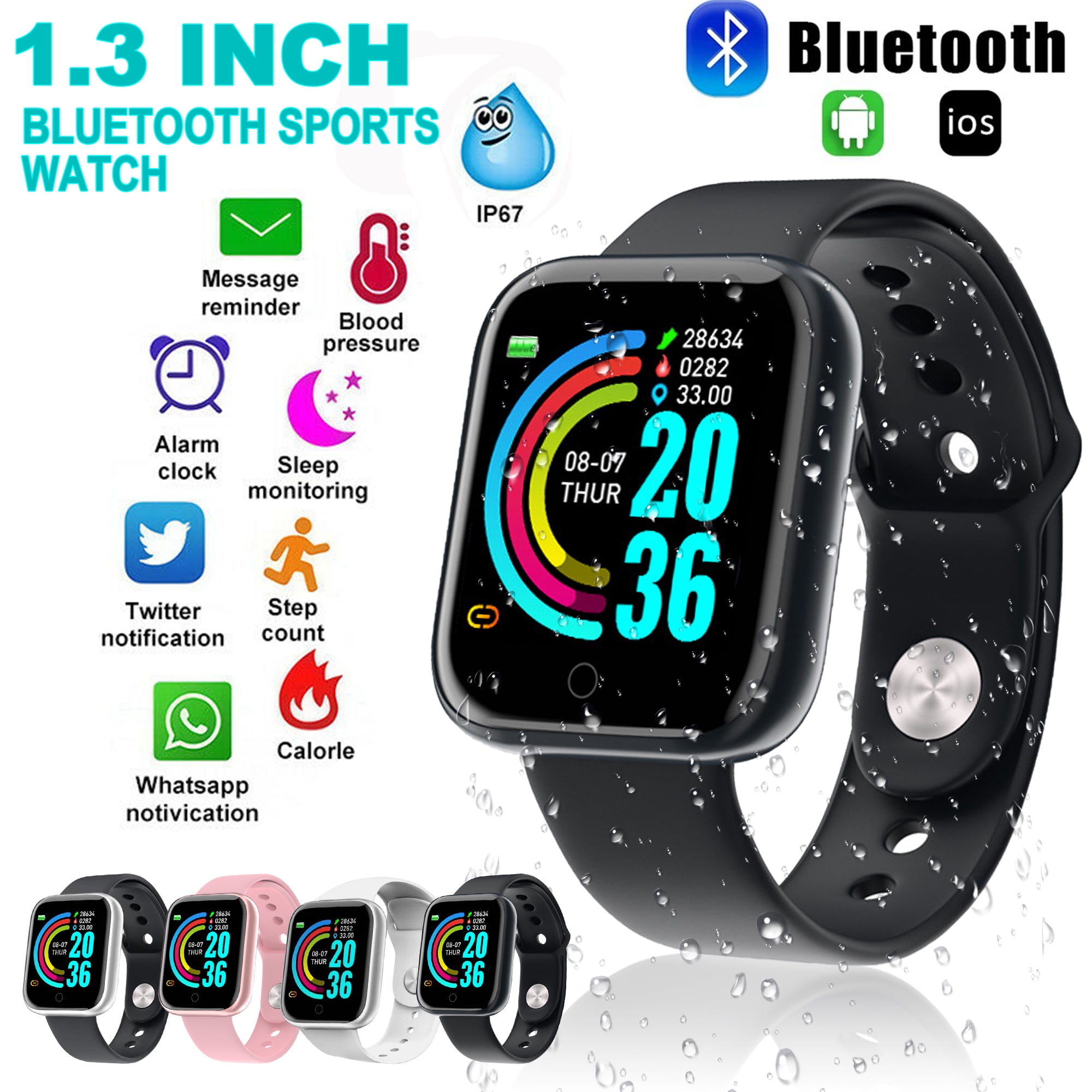 2020 Fitness Tracker Smart Watches Health Tracker for Women Men Kids IP68 Waterproof Andriod & iOS Support Blood Pressure Heart Rate Monitor - Walmart.com