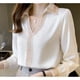 thumbnail image 4 of Camisas de manga larga, camisas de gasa lisas, escote en pico, 4 of 5