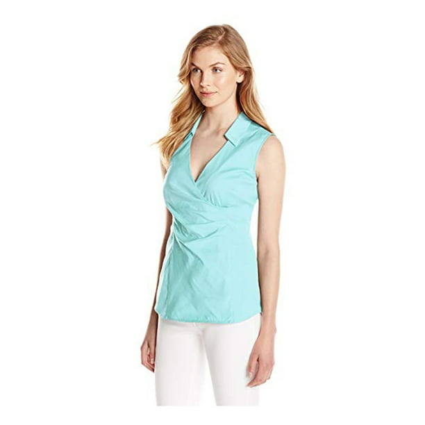 NYDJ Nydj Women'S Fit Solution Sleeveless Wrap Top Shirt Blouse