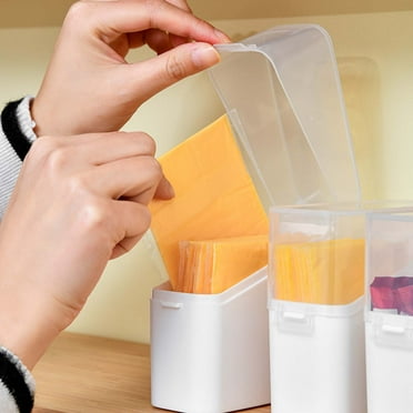 CaiTeLin Sliced Cheese Storage Container for Fridge Cheese Storage Containers with Lid Large Capacity Food Storage Container Cheese Design Fruit And Vegetable Storage(White)