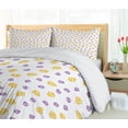 thumbnail image 5 of Ambesonne Purple and Yellow Duvet Cover Sets, Skull Silhouettes, 2-Queen, Mustard Violet and White, 5 of 7