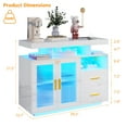 thumbnail image 6 of Modern White Buffet Cabinet with Wireless Charger, 2 Drawers, LED Lights, 6 of 9