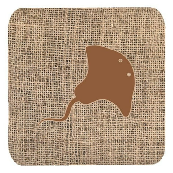 Stingray Burlap and Brown Foam Coasters, Set - 4
