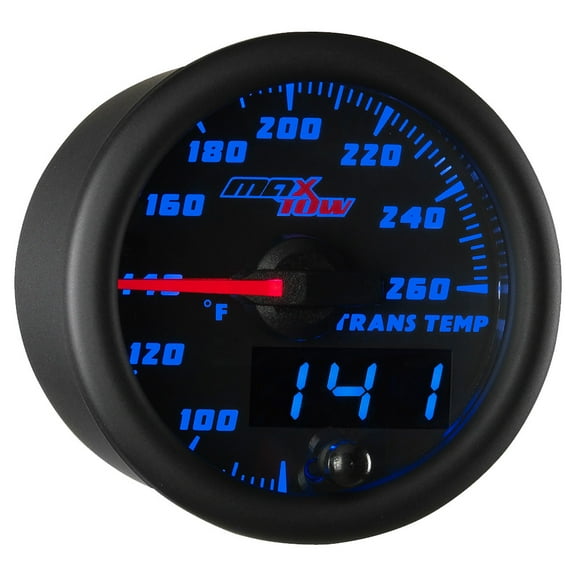 MaxTow | Black & Blue Double Vision Series Transmission Temperature Gauge for Trucks