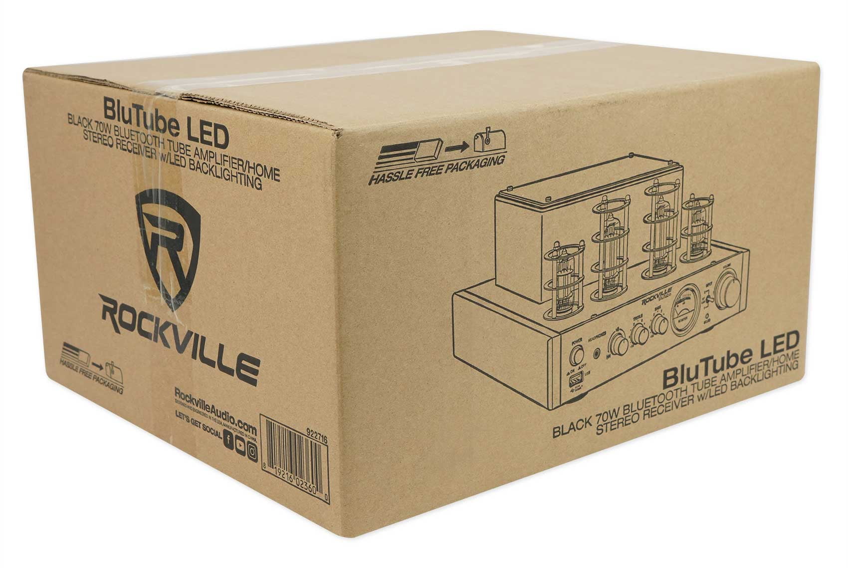 Rockville BluTube LED Bluetooth Tube Amplifier+Bookshelf Speakers+Stands+10" Sub