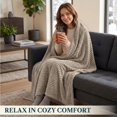 thumbnail image 5 of PAVILIA Soft Lightweight Fleece Throw Blanket for Couch Sofa, Taupe, 50x60, 5 of 8