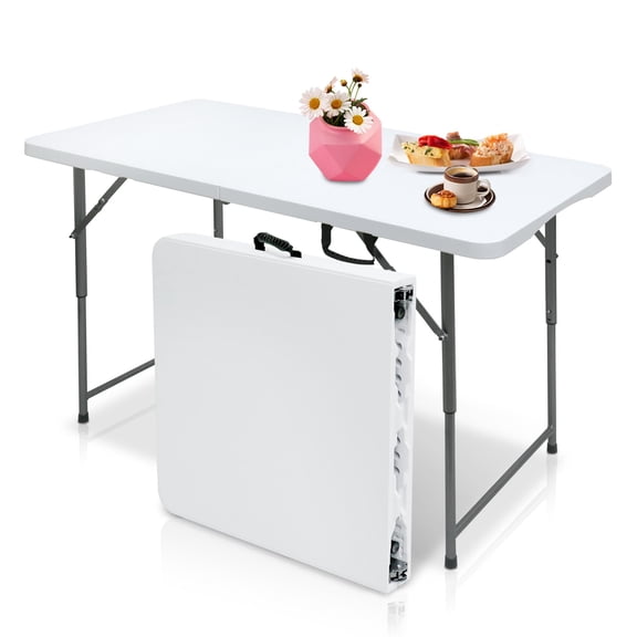 Portable Plastic Folding Table 4FT 48" Half Foldable White Indoor Outdoor Dining Event Office