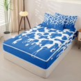 thumbnail image 3 of Manfei Farm Cow Spot Zipper Queen Comforter Set with Fitted Sheet and 2 Pillowcases,Minimalist Animal Pattern Zipper Bedding Set,Royal Blue White,Reversible, 3 of 7