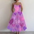 thumbnail image 4 of Valentines Day Sleeveless A-line Dress with Heart Print Casual Off-Shoulder Sleeveless Dress Light Purple XL, 4 of 4
