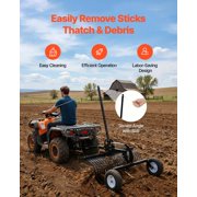VEVOR 48in Landscape Rake, Pull Behind Lawn Rock Rakes for ATV Mower Tractors, 24 Durable Steel Tines, Adjustable Height & Angle, Heavy Duty Dethatcher Rake for Leaves Debris