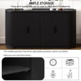 thumbnail image 3 of Black Accent Storage Cabinet, Curved Sideboard Cabinet, Atumon Storage Cabinet with 4 Doors and Adjustable Shelves, Modern Buffet Sideboard, Wood Cabinet Furniture for Entryway Hallway Living Room, 3 of 10