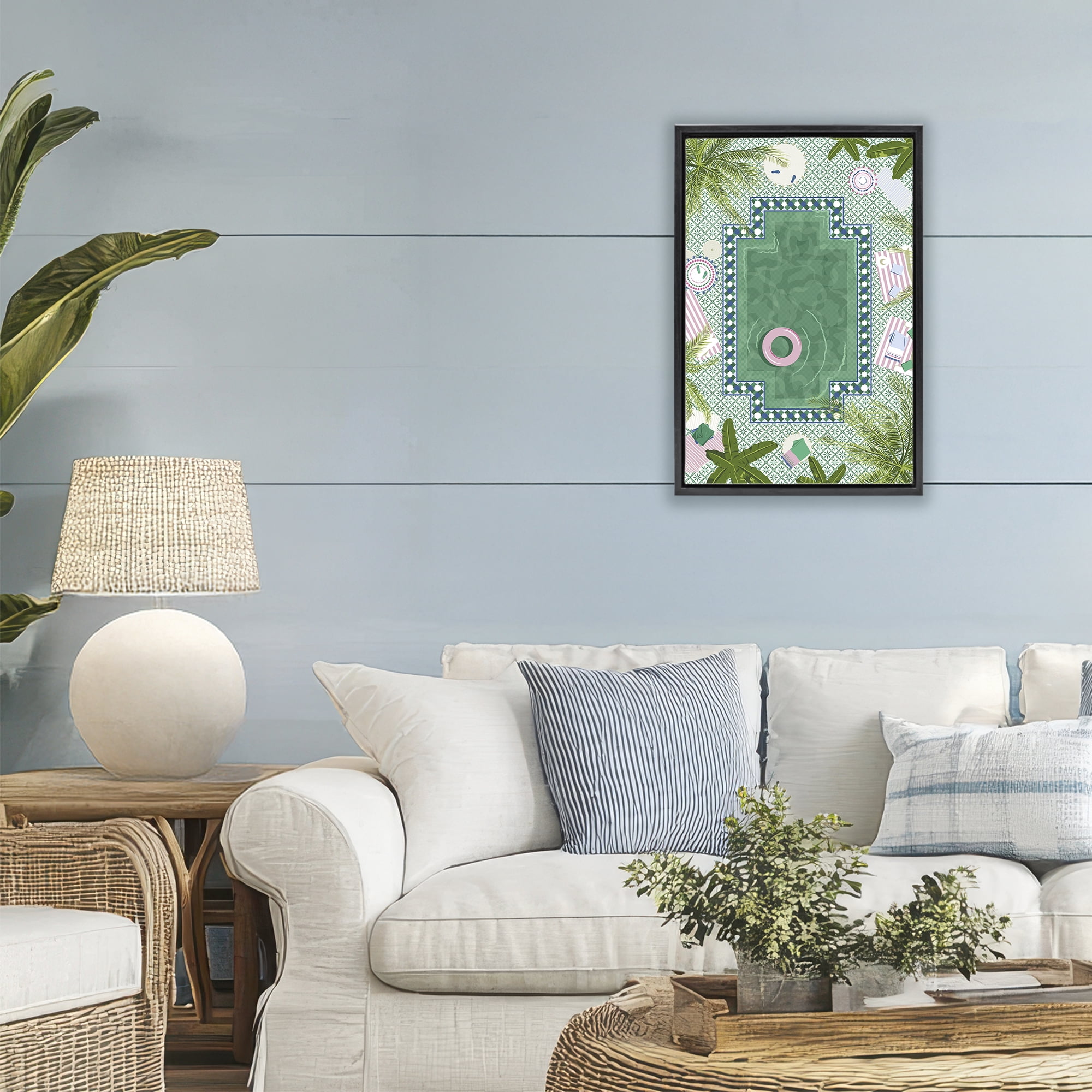 Stupell Industries Morocco Riad Pool Black Framed Floater Canvas Wall Art, design by Vero Illustrates