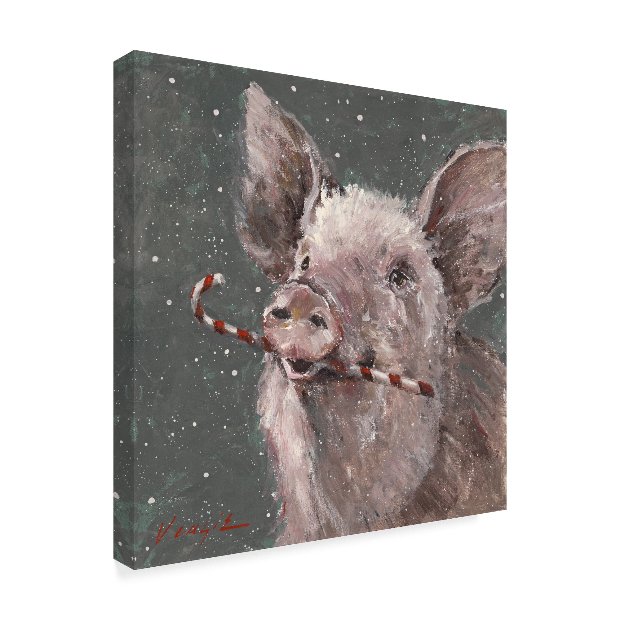 Trademark Fine Art 'Teri The Christmas Pig' Canvas Art by Mary Miller Veazie