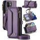 thumbnail image 1 of Funda de cuero para iPhone 12 Mini, funda tipo cartera cruzada con soporte RFID, ranuras para tarjetas de carga inalámbrica anticaídas, bolso de hombro de cuero sintético con correa ajustable, 1 of 9