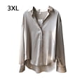thumbnail image 1 of Blusa de mujer Camisa holgada de manga larga de satén Retro Girl Casual Top, Albaricoque, 3L seitruly AP001166-06B, 1 of 7