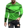 thumbnail image 2 of QUINDOS Men's Shirts Men Fall And Winter Fashion Casual Round Neck Long Sleeve Pullover Stripe Printed Loose Fit Holiday T-shirts, 2 of 5