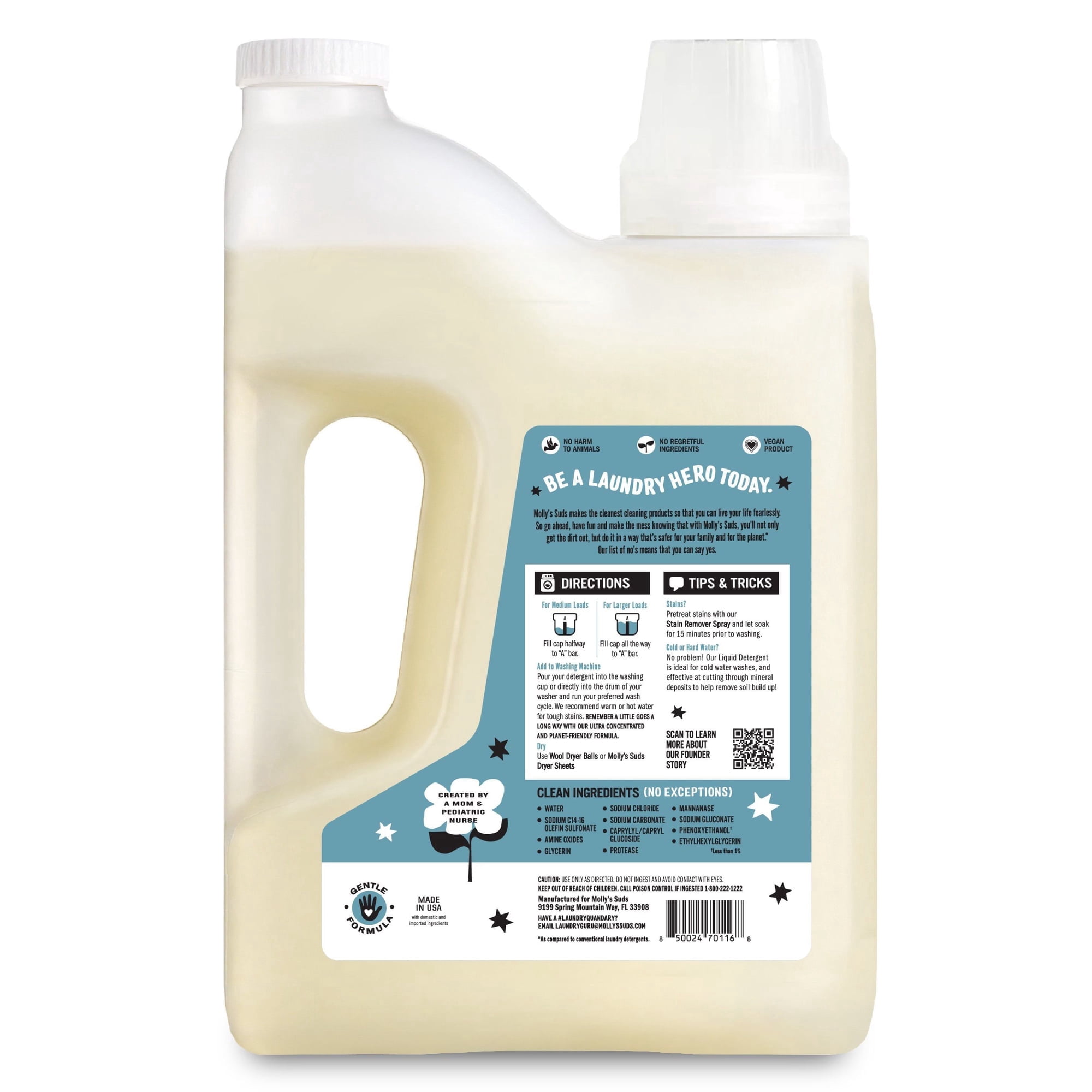 Molly's Suds Liquid Laundry Detergent Unscented (340 Loads 170 fl oz)