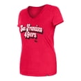 thumbnail image 2 of Women's New Era Scarlet San Francisco 49ers Enzyme Wash Low V-Neck T-Shirt, 2 of 3