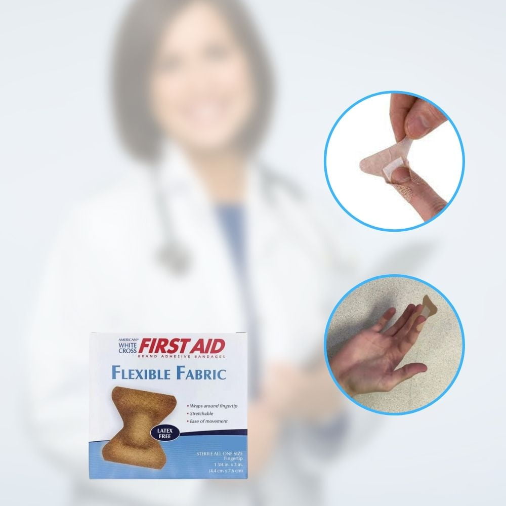 1.75" x 3" Fingertip Flexible Fabric Adhesive Bandages 50/Box (10 Boxes)