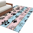 thumbnail image 2 of 3'x5' Area Rugs, Pink Blue Paw Print Indoor Outdoor Area Rug for Living Room Bedroom, Vintage Farmhouse Rustic Wooden Grain Washable Bathroom Rugs Kitchen Floor Carpet Mats Home Decor Aesthetic, 2 of 8