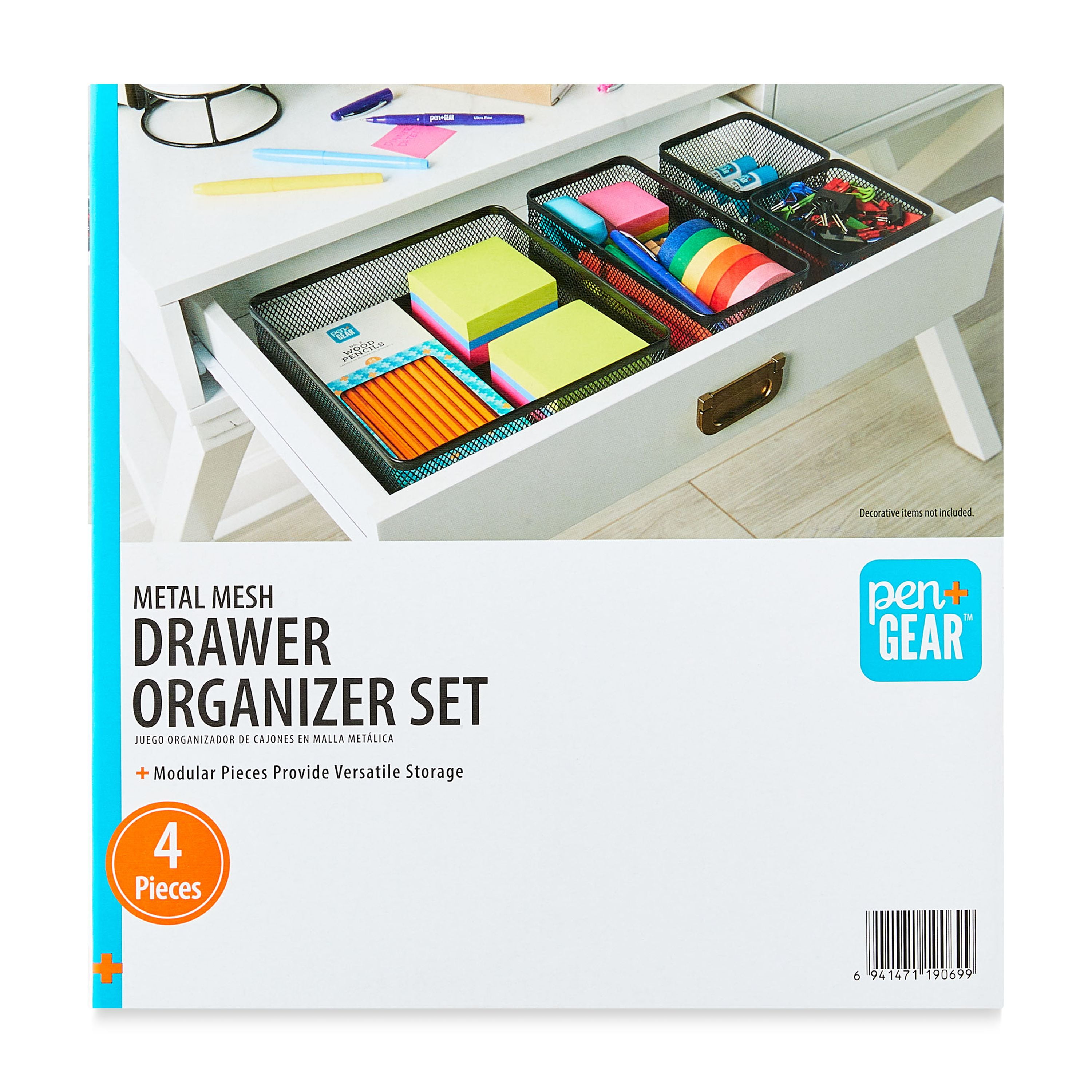 (2 pack) Pen+Gear Metal Desk Organizer Set, Black, 4 Pieces