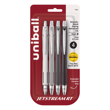 uniball™ Jetstream RT Ballpoint Pens, Fine Point (0.7mm), Black Ink, Retractable, 4 Count