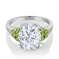 thumbnail image 2 of Gem Stone King 925 Sterling Silver Green Peridot Ring Set with Oval Moissanite (5.65 Cttw) (Size 8), 2 of 4