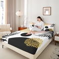 thumbnail image 4 of Homewish Teens Minimalist Stripes Circle 3pcs Twin Sheet Sets,Vintage Aesthetic Leaves Twin Fitted Sheet,Mid Century Breathable Flat Sheet,Luxury Bedroom Decor, 4 of 7
