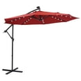 thumbnail image 2 of CITYLE Solar LED Lighted Patio Umbrella with 8 Ribs/Tilt Adjustment and Crank Lift System 32 Solar LED Lights, Offset Hanging Market Umbrella for Backyard, Poolside, Lawn and Garden, UPF 50+, Red, 2 of 7