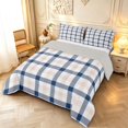 thumbnail image 2 of Manfei Classic Plaid Queen Comforter Set,Geometric Stripes Comforter Sets Queen,Navy Pink White,Light Gray Reversible,3-Piece,1 Comforter and 2 Pillowcases,3-Piece,1 Comforter and 2 Pillowcases, 2 of 7