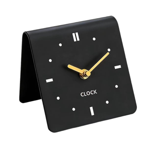Reloj de mesa analógico silencioso, creativo, cuadrado, de acrílico, decorativo. Negro