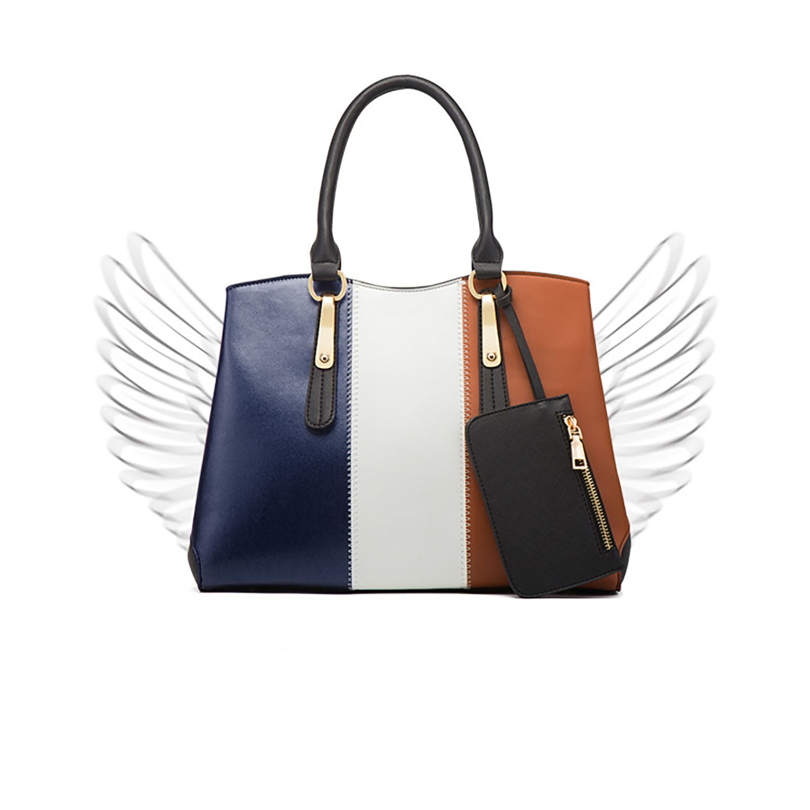 ZTTD Women's Tote Bags Fashion Lady Leather Four Piece Shoulder Crossbody Bag Clutch Wallet Retro Bag Women's Bag