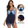 thumbnail image 4 of Floral One Piece Swimsuits V Neck Tummy Control Bathing Suits Sexy Swimwear for Women Blue M, 4 of 7